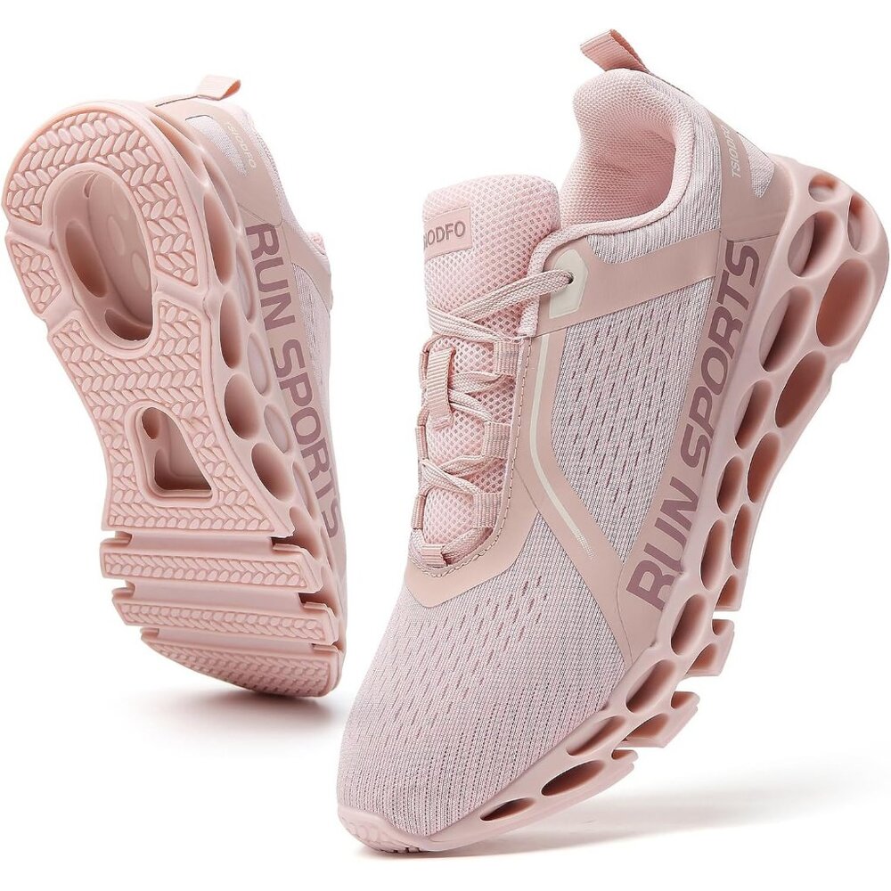 Women's Cream Walking Running Tennis Blade Non Slip Athletic Sneakers Shoes